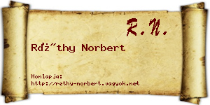 Réthy Norbert névjegykártya