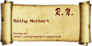 Réthy Norbert névjegykártya